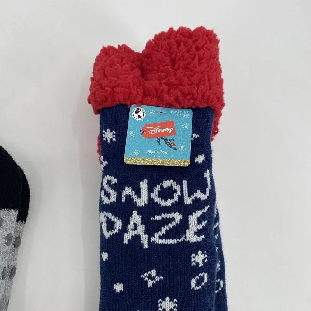 Lilo & Stitch Women’s Holiday Slipper Socks, 2-Pack, Size 4-10 Fuzzy NWT